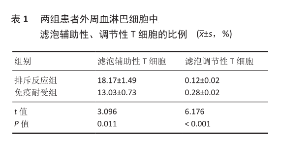 表1 两组患者外周血淋巴细胞中滤泡辅助性、调节性t细胞的比例.png