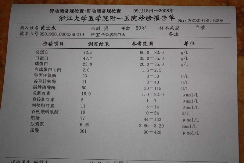 晒一晒我的化验单