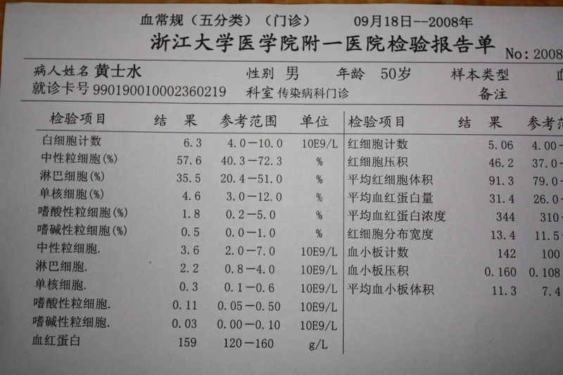 晒一晒我的化验单