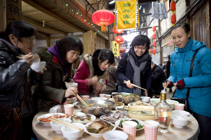 到重庆中山古镇吃年饭