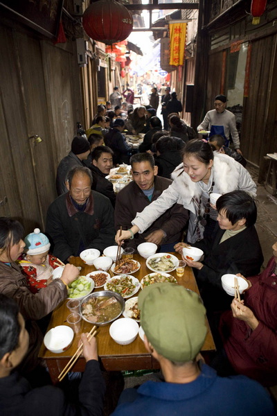 到重庆中山古镇吃年饭