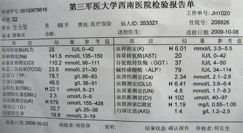 10.10日化验结果，请高出招！