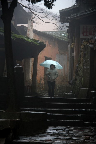 雨中的桂峰